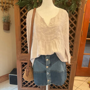 Match Point Linen Boho Coastal Lagenlook Women’s Medium Top